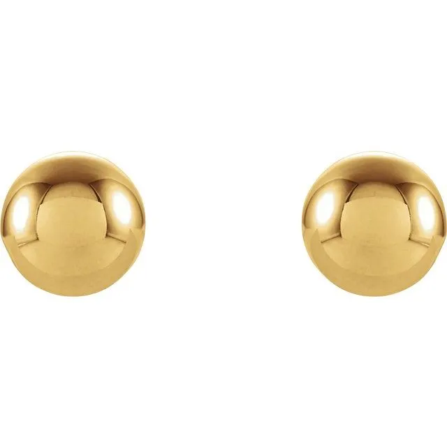 14K Yellow Gold Ball Stud Earrings