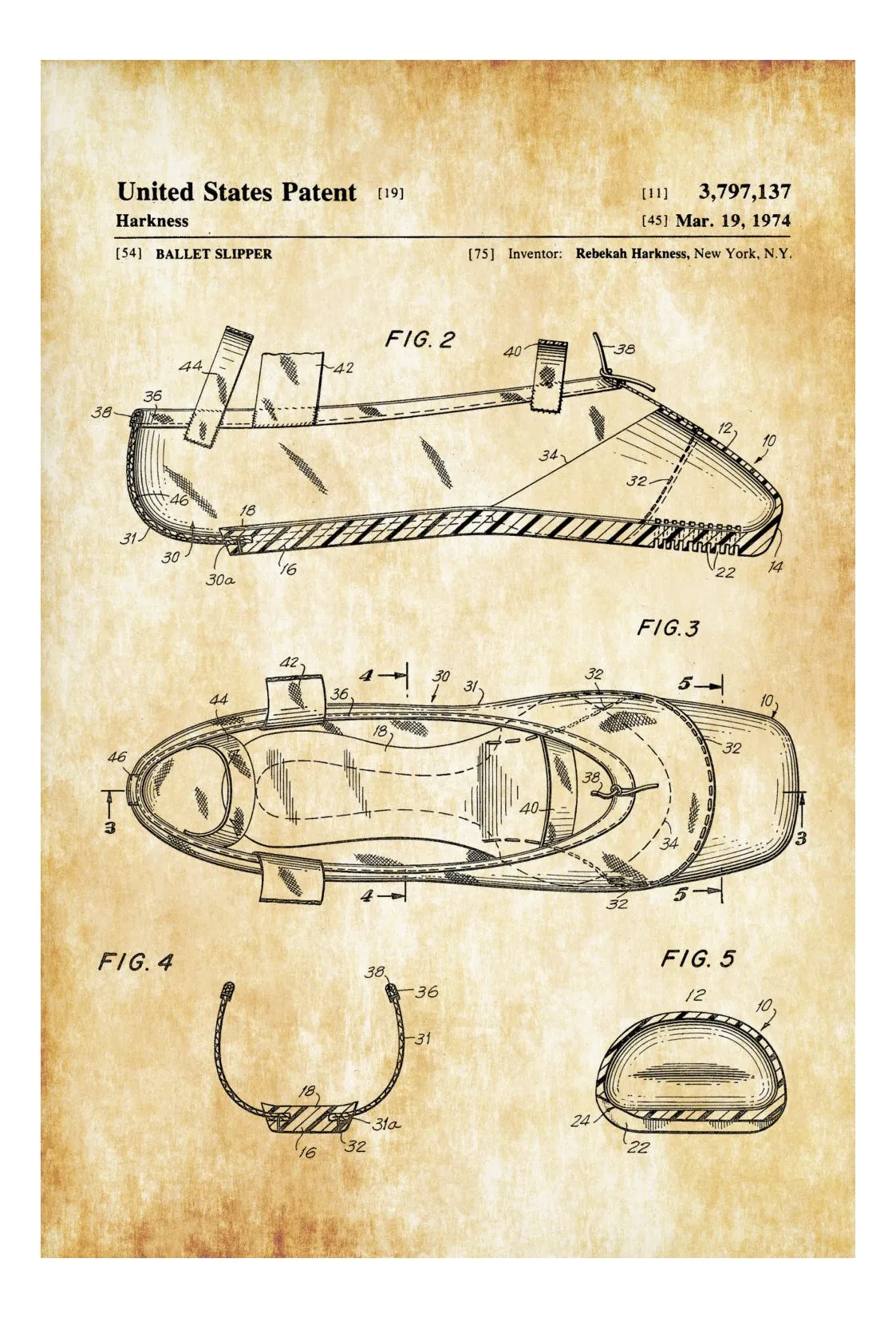 Ballet Slipper Patent - Ballet Shoes, Dance Studio, Ballerina Gift, Dance Mom, Ballet Decor