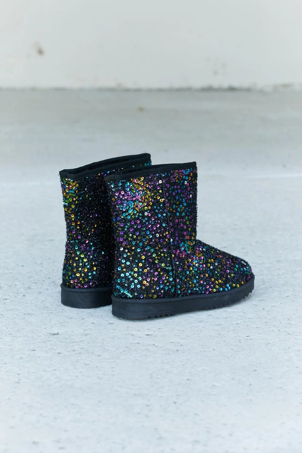 Blue Zone Planet |  Forever Link Multicolored Sequin Snow Boots