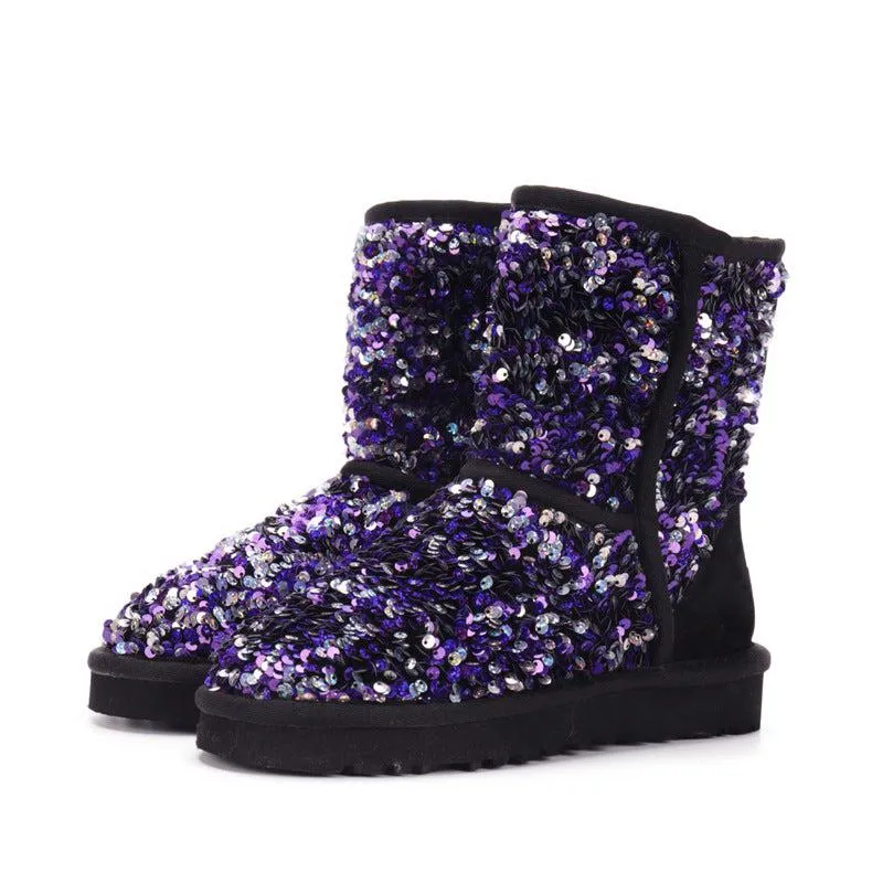 Blue Zone Planet |  Forever Link Multicolored Sequin Snow Boots
