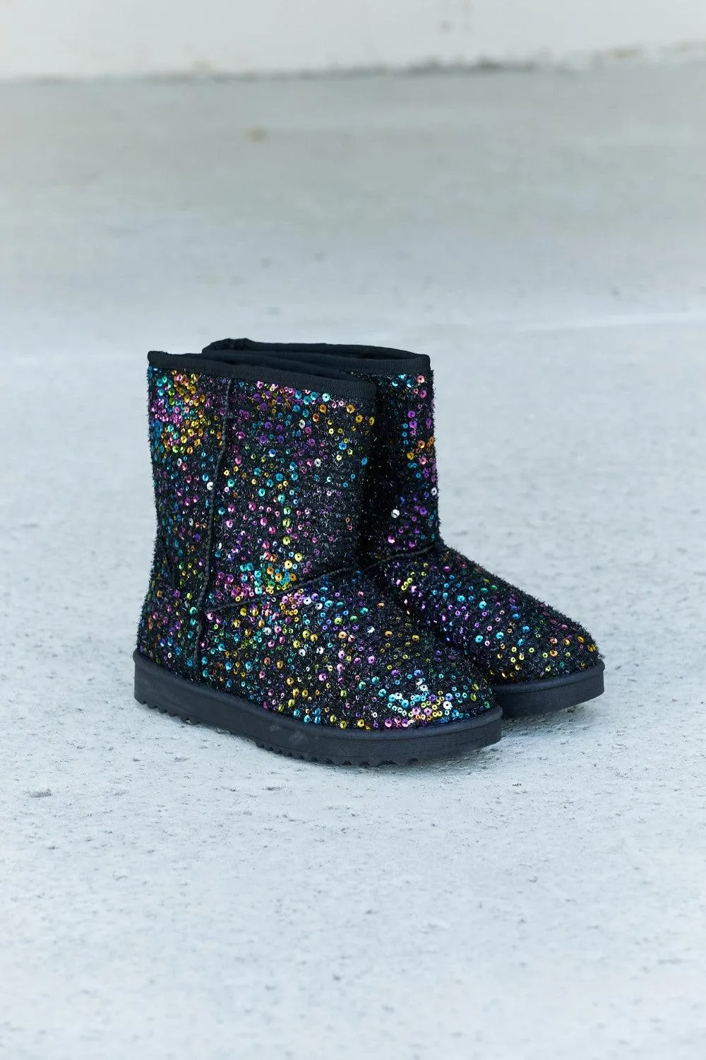 Blue Zone Planet |  Forever Link Multicolored Sequin Snow Boots