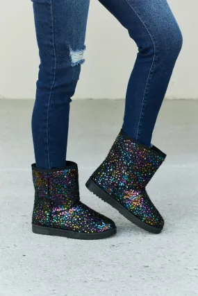 Blue Zone Planet |  Forever Link Multicolored Sequin Snow Boots