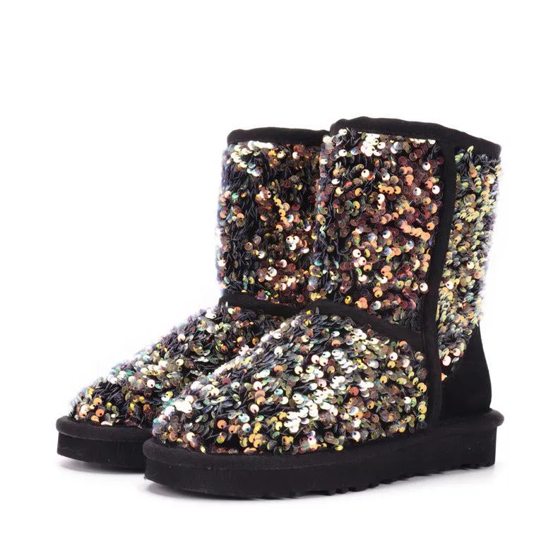 Blue Zone Planet |  Forever Link Multicolored Sequin Snow Boots