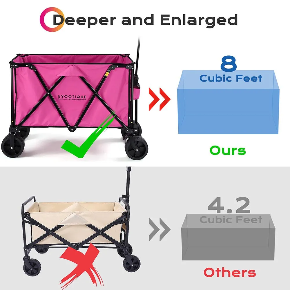 Byootique Folding Wagon Cart for Make Up Items Storage, Grocery & More