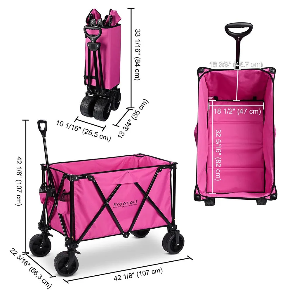 Byootique Folding Wagon Cart for Make Up Items Storage, Grocery & More