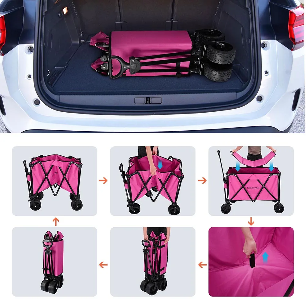 Byootique Folding Wagon Cart for Make Up Items Storage, Grocery & More