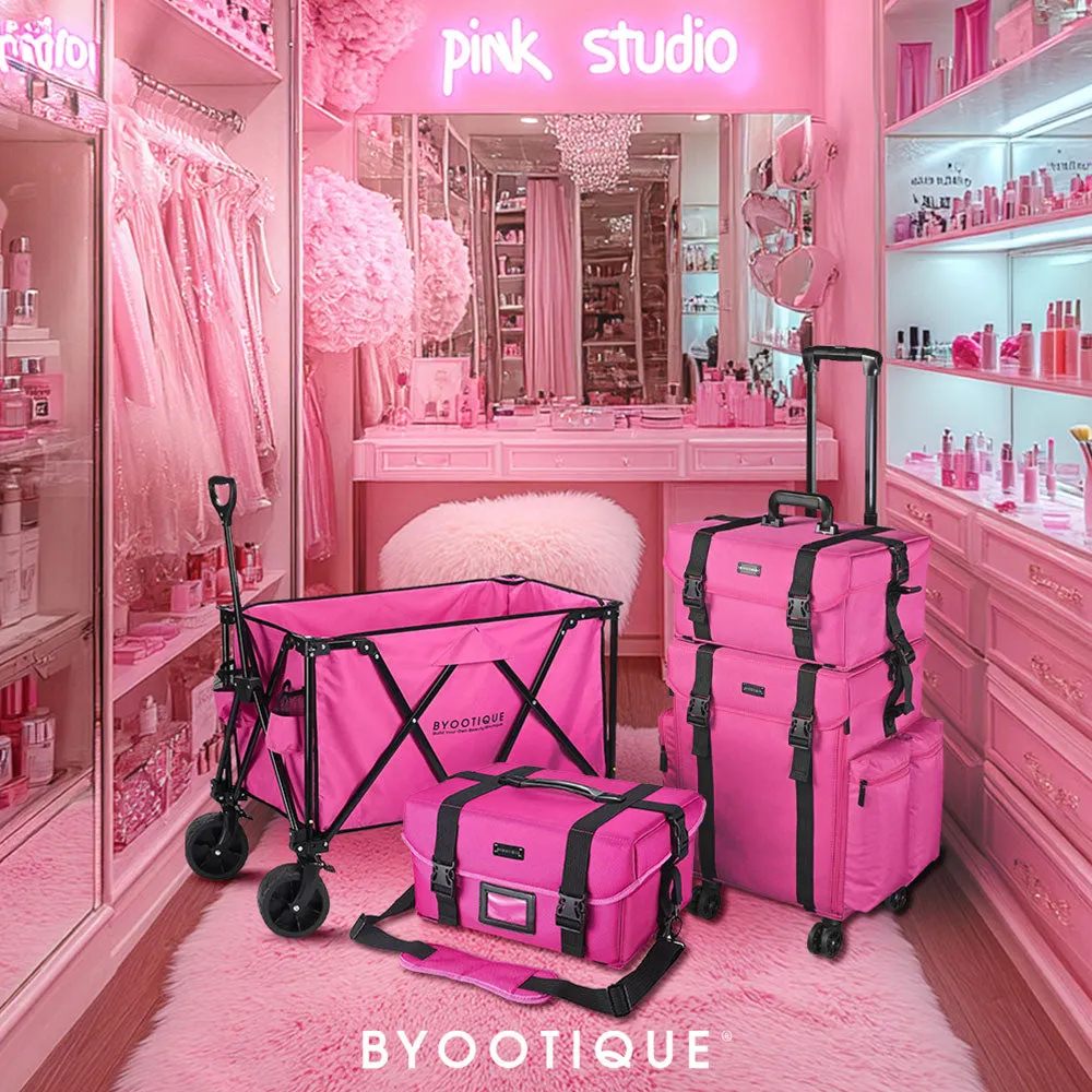 Byootique Folding Wagon Cart for Make Up Items Storage, Grocery & More