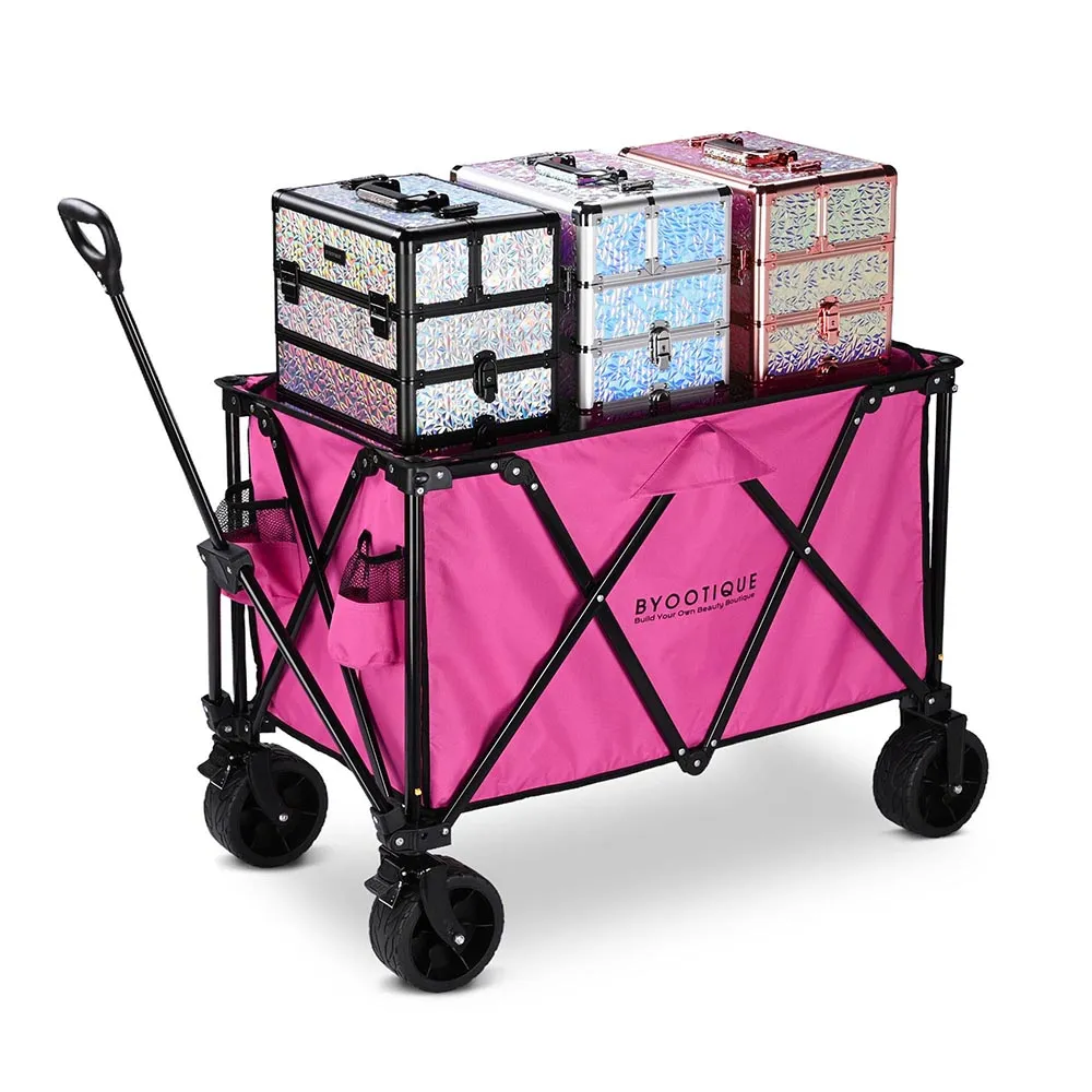 Byootique Folding Wagon Cart for Make Up Items Storage, Grocery & More
