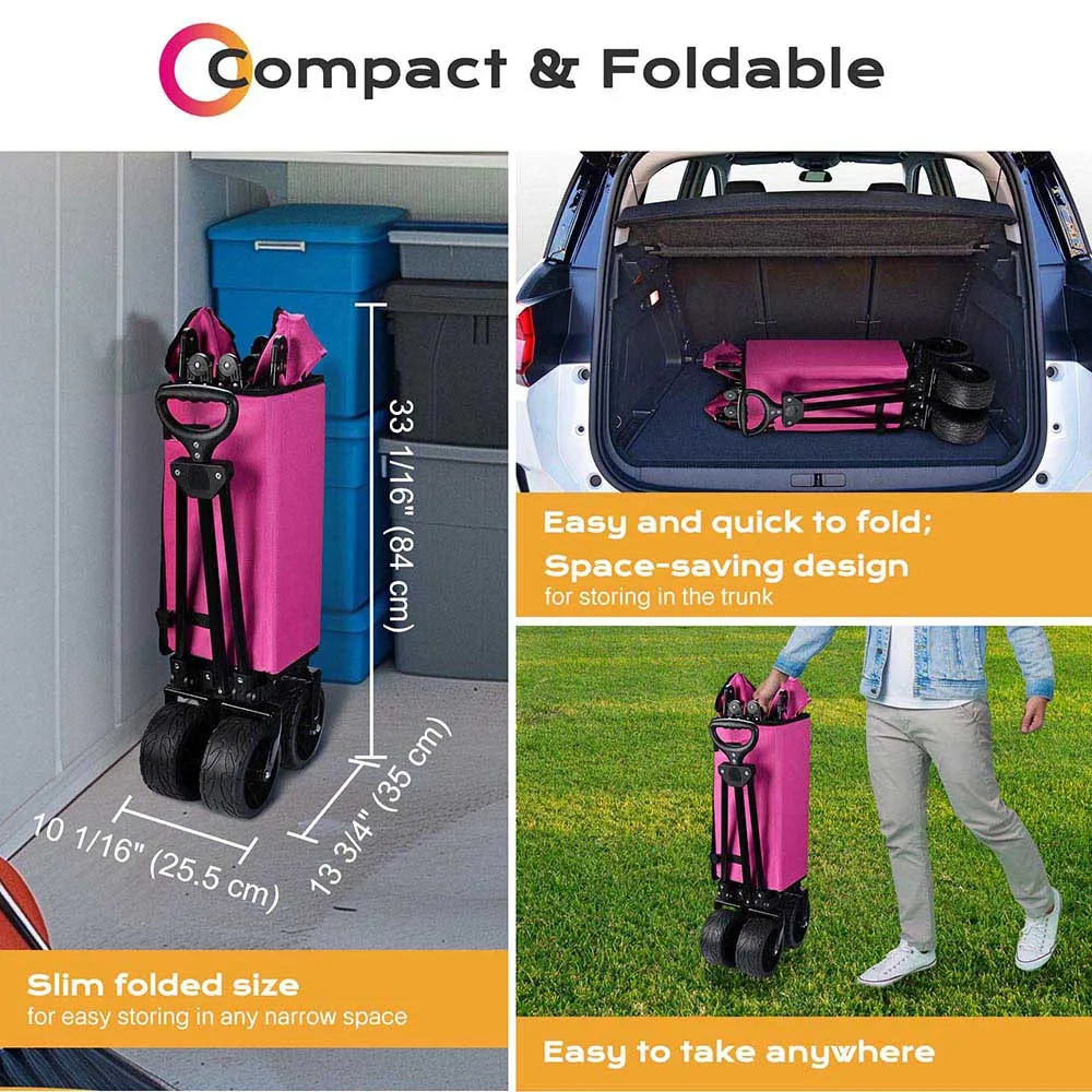 Byootique Folding Wagon Cart for Make Up Items Storage, Grocery & More