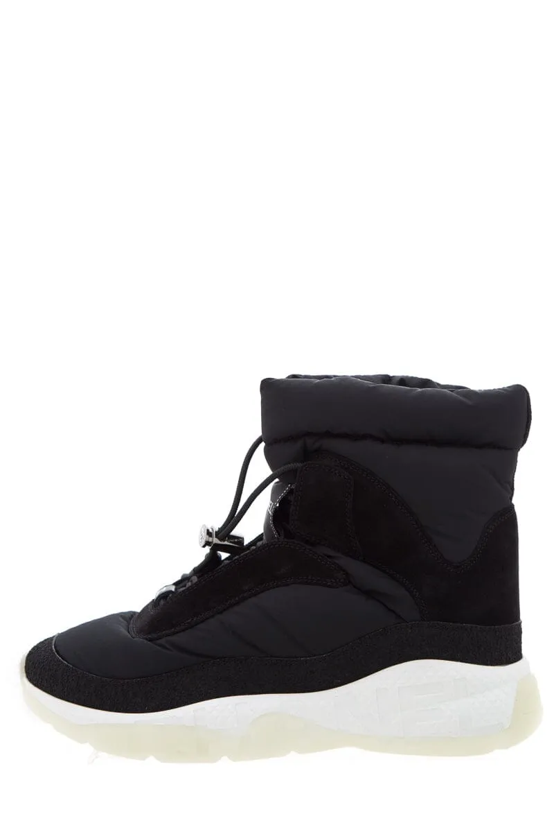 Chanel Black Nylon & Suede Snow Booties SZ 37.5