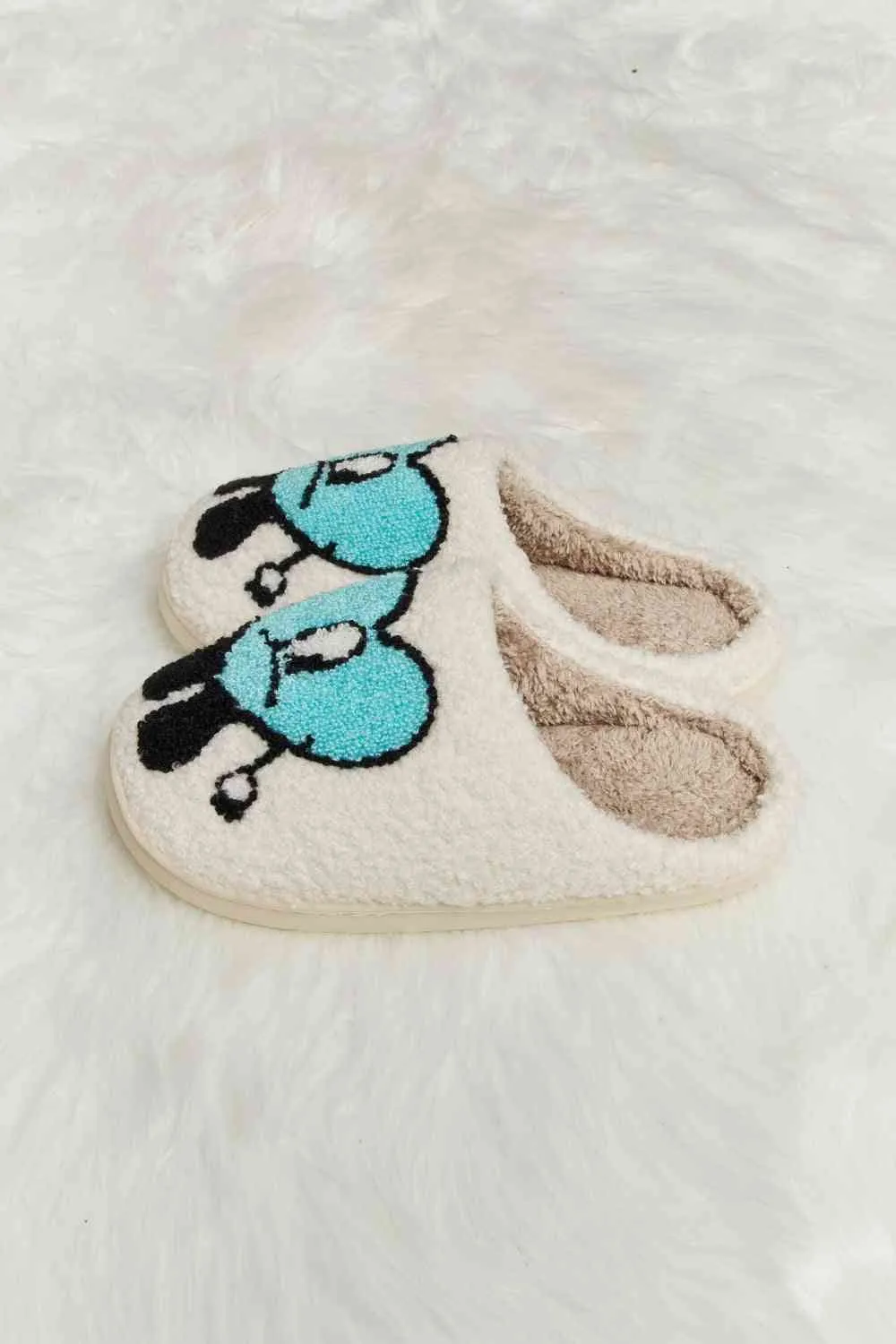 Heart Print Plush Slippers
