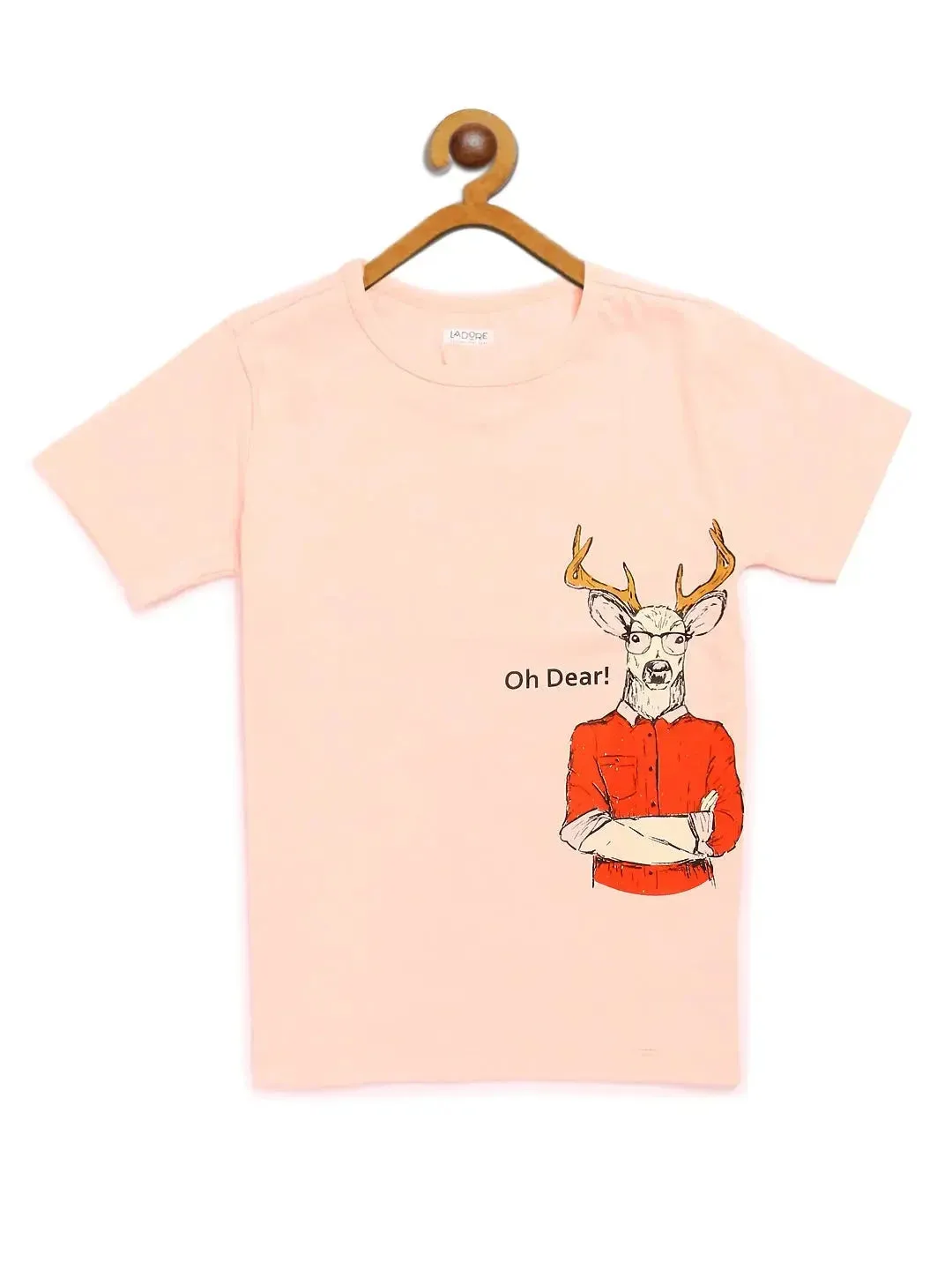 Kids Half Sleeves Deer Print Cotton T-shirt