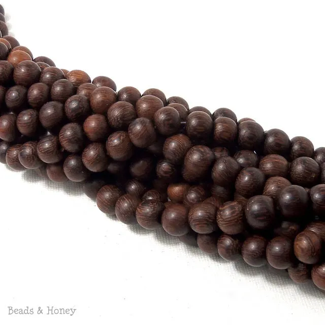 Madre de Cacao Wood Dark Round 8mm (16-Inch Strand)