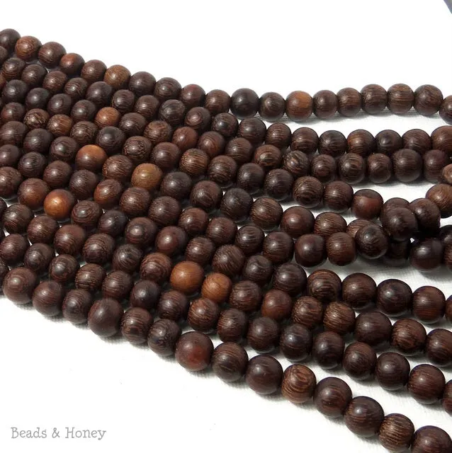 Madre de Cacao Wood Dark Round 8mm (16-Inch Strand)