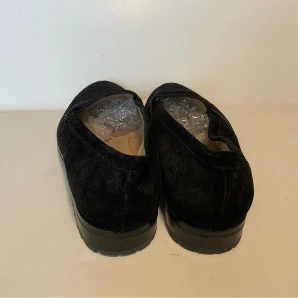 Manolo Blahnik Black Suede Loafer Almond Toe Flats