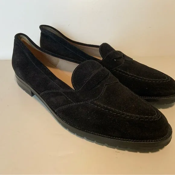 Manolo Blahnik Black Suede Loafer Almond Toe Flats