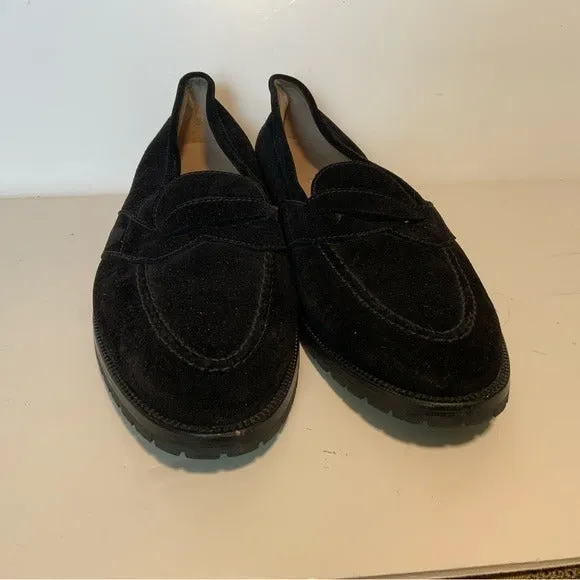 Manolo Blahnik Black Suede Loafer Almond Toe Flats