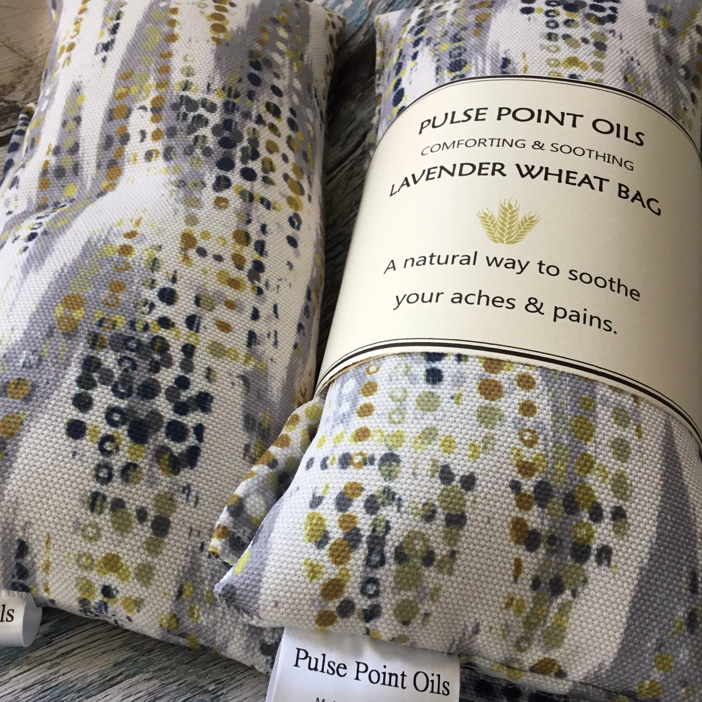 Men’s long cotton wheat bags, seasonal self care gift. Lavender scented stocking filler heating pad. Practical eco-friendly gift for him