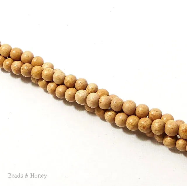 Meranti Wood Bead Dark Round 4mm (16 Inch Strand)