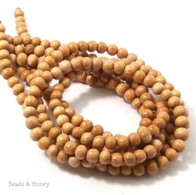 Meranti Wood Bead Dark Round 4mm (16 Inch Strand)