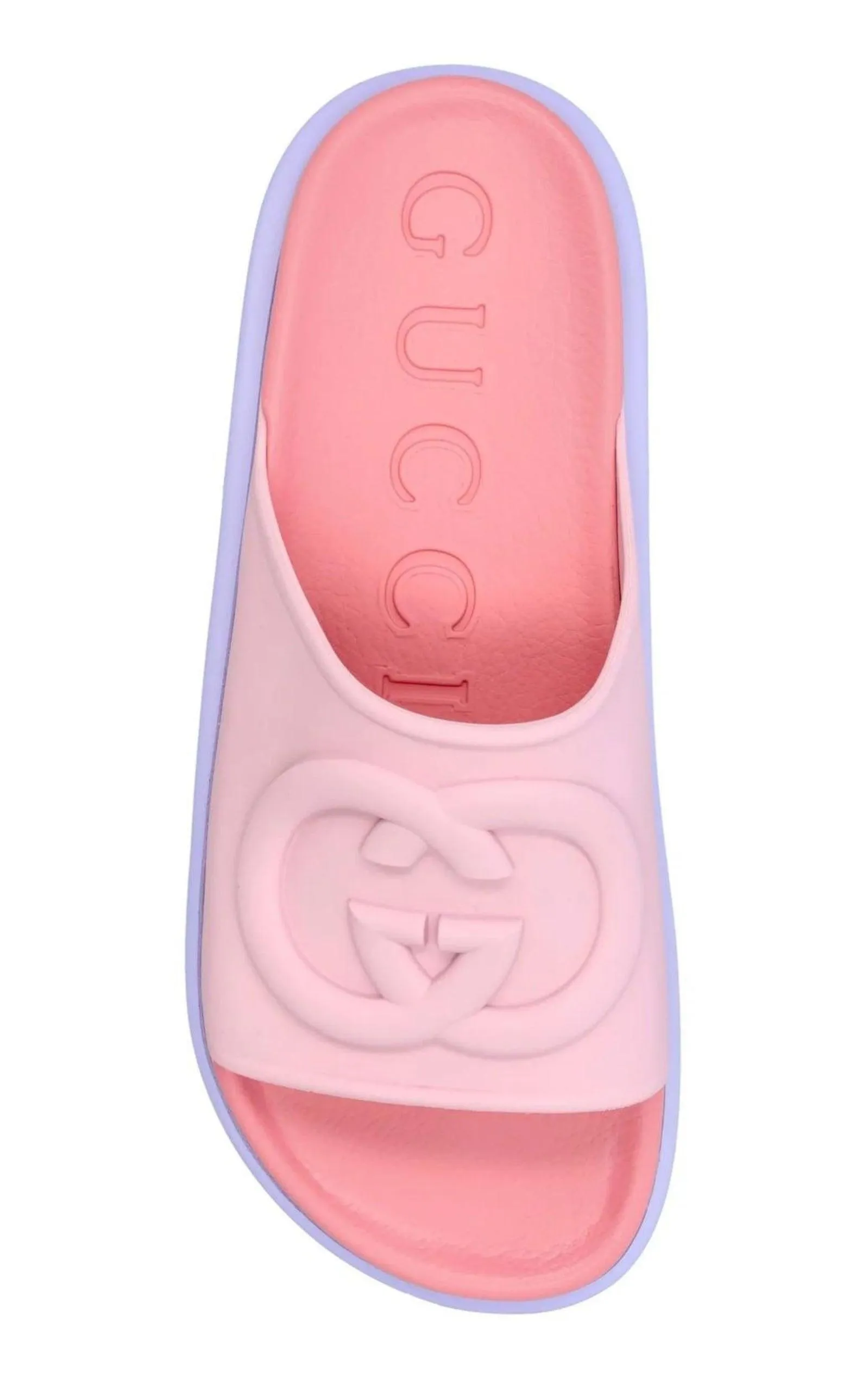 Miami GG-Embossed Pink Rubber Slides