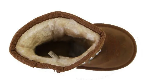 Montana West Kids Embroidery Boots - Brown