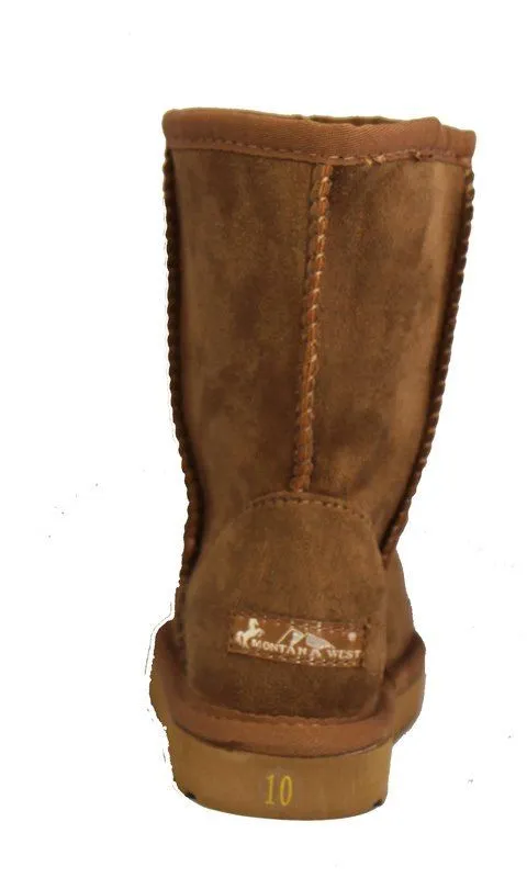 Montana West Kids Embroidery Boots - Brown