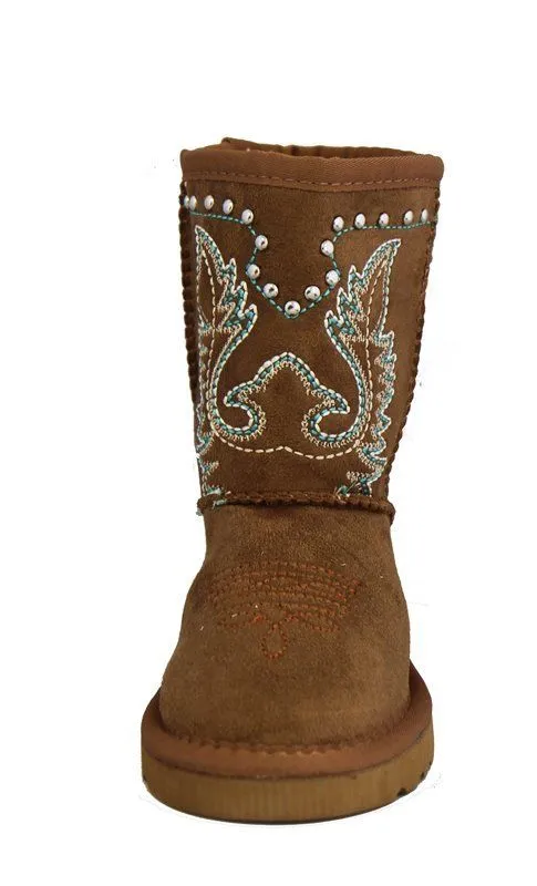 Montana West Kids Embroidery Boots - Brown