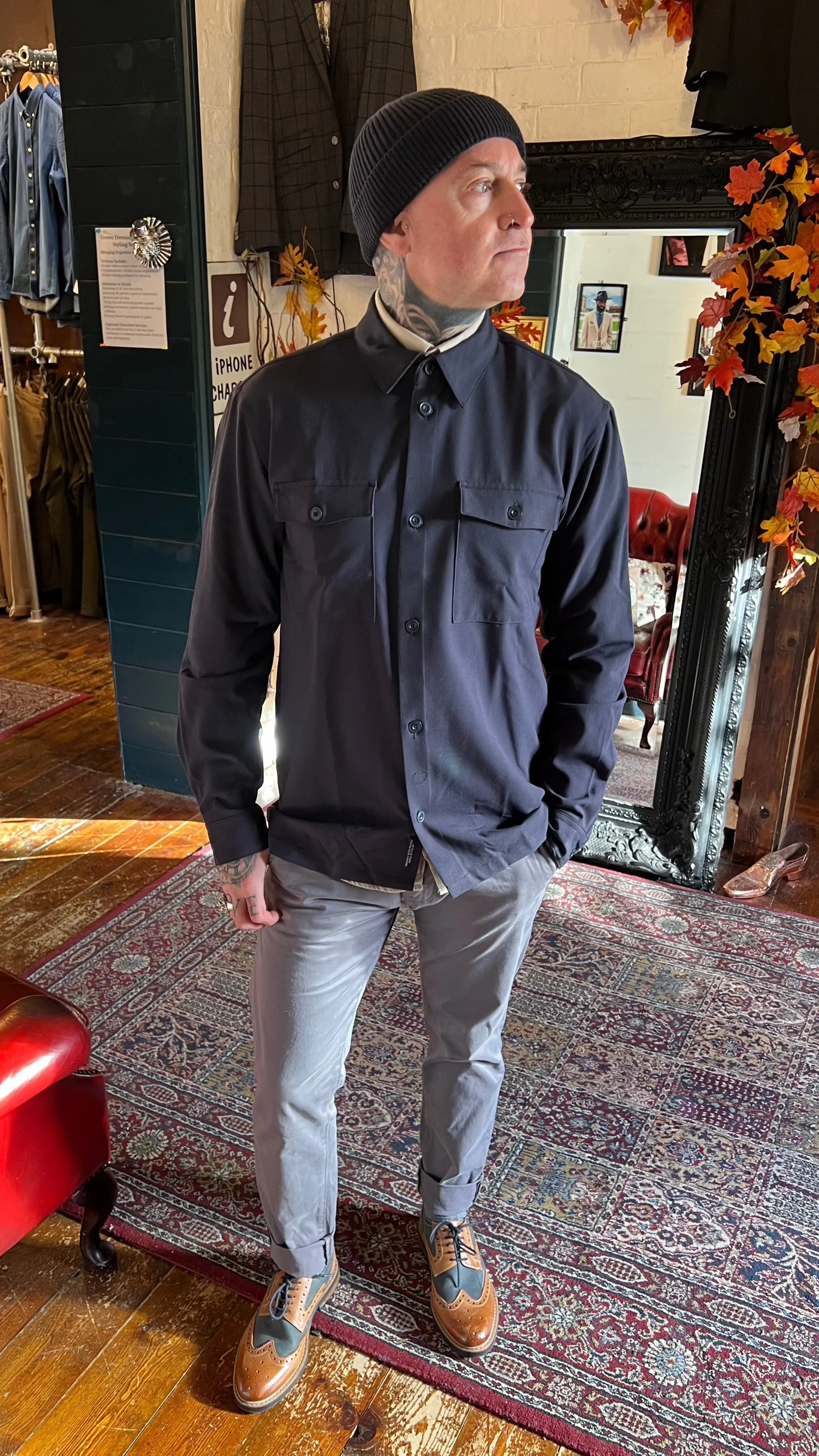 Simon in  Dark Navy Travel Overshirt Casual Look