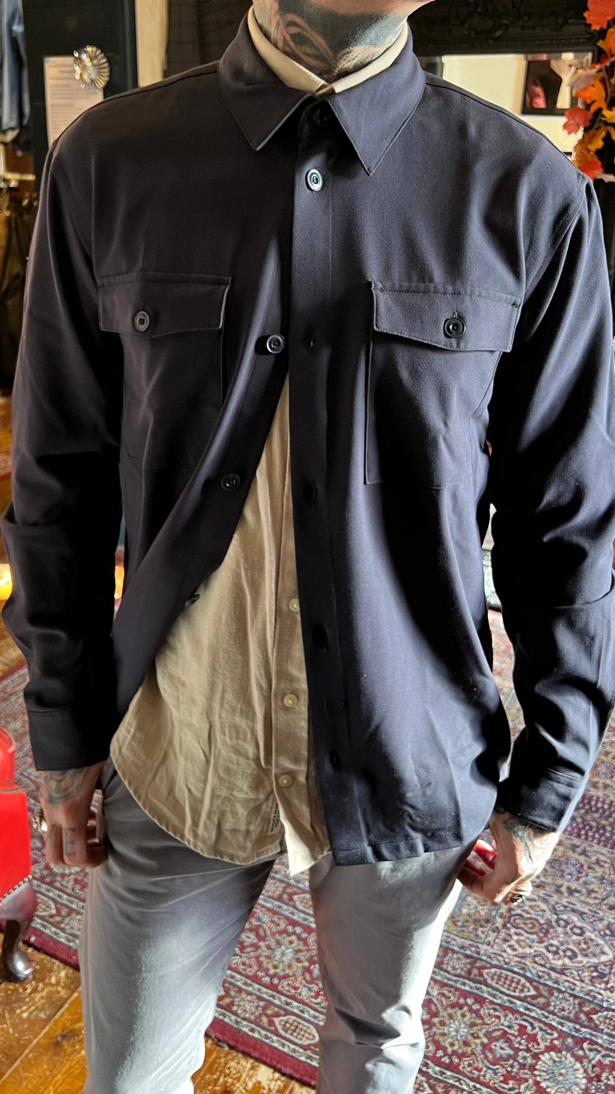 Simon in  Dark Navy Travel Overshirt Casual Look