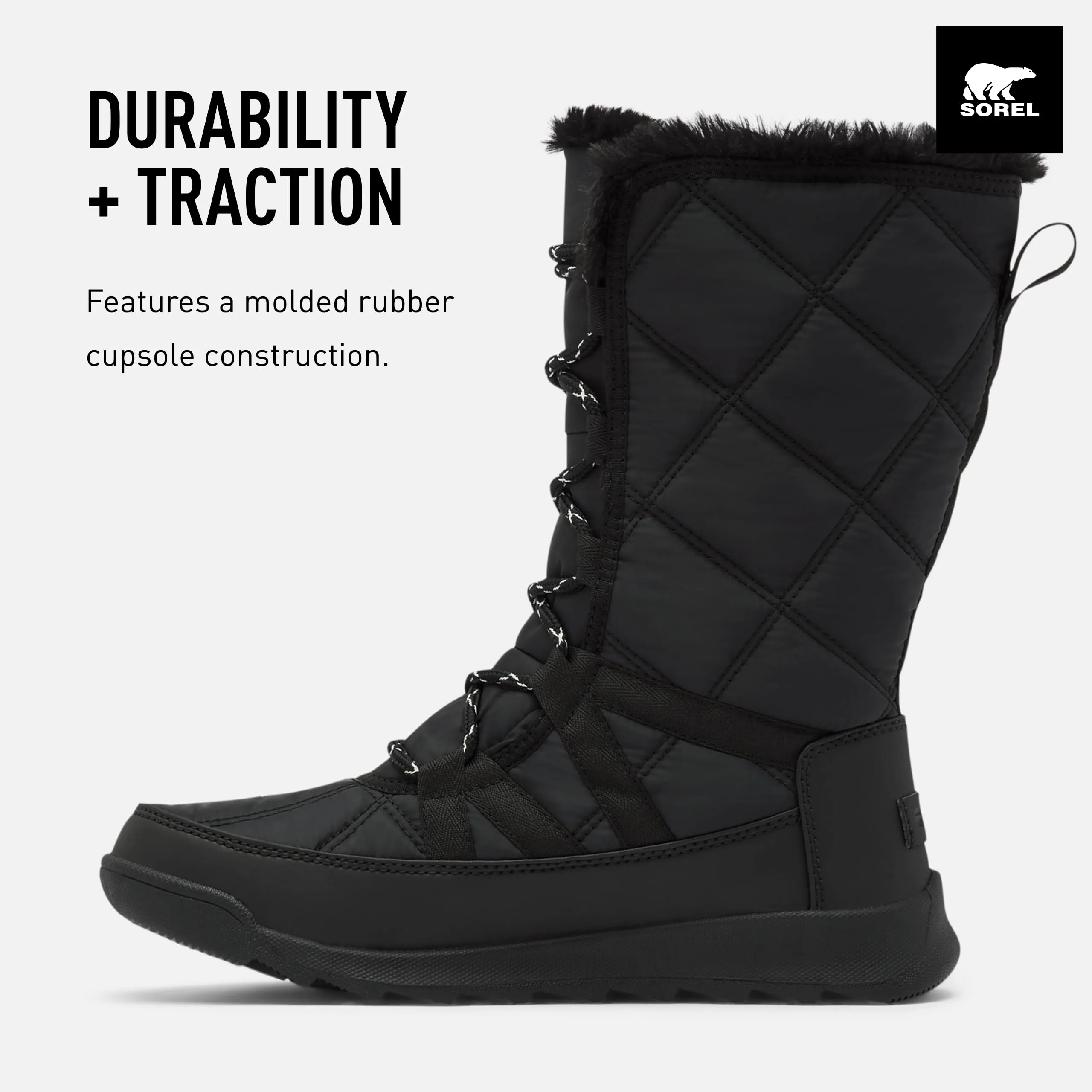 Sorel Whitney II Tall Black Waterproof Lace Up Insulated Knee Boots