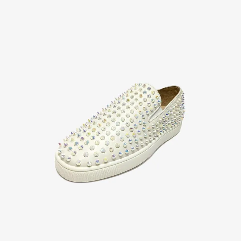 Studded Leather Slip-On Sneakers