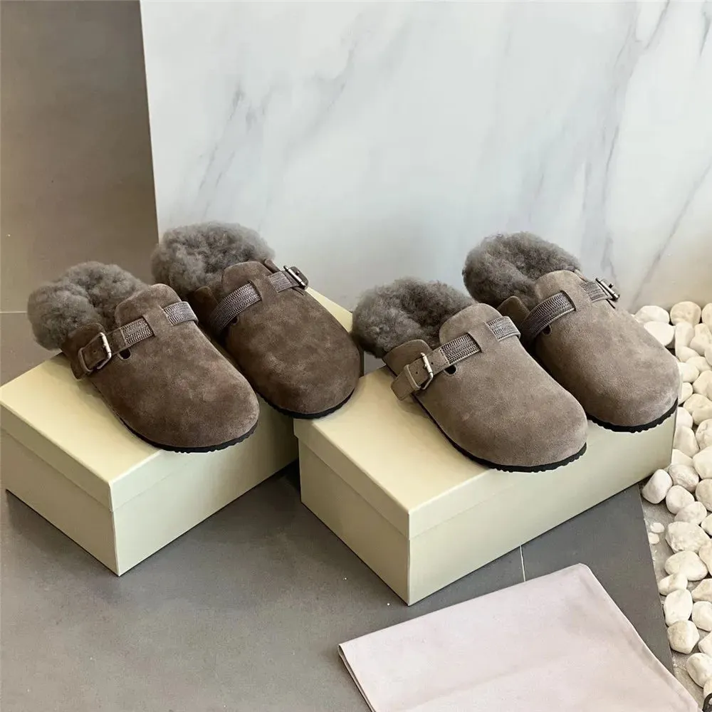 Thick-Soled Baotou Wool Slippers, Casual Warm Shoes, perfect for Autumn and Winter
