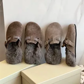 Thick-Soled Baotou Wool Slippers, Casual Warm Shoes, perfect for Autumn and Winter