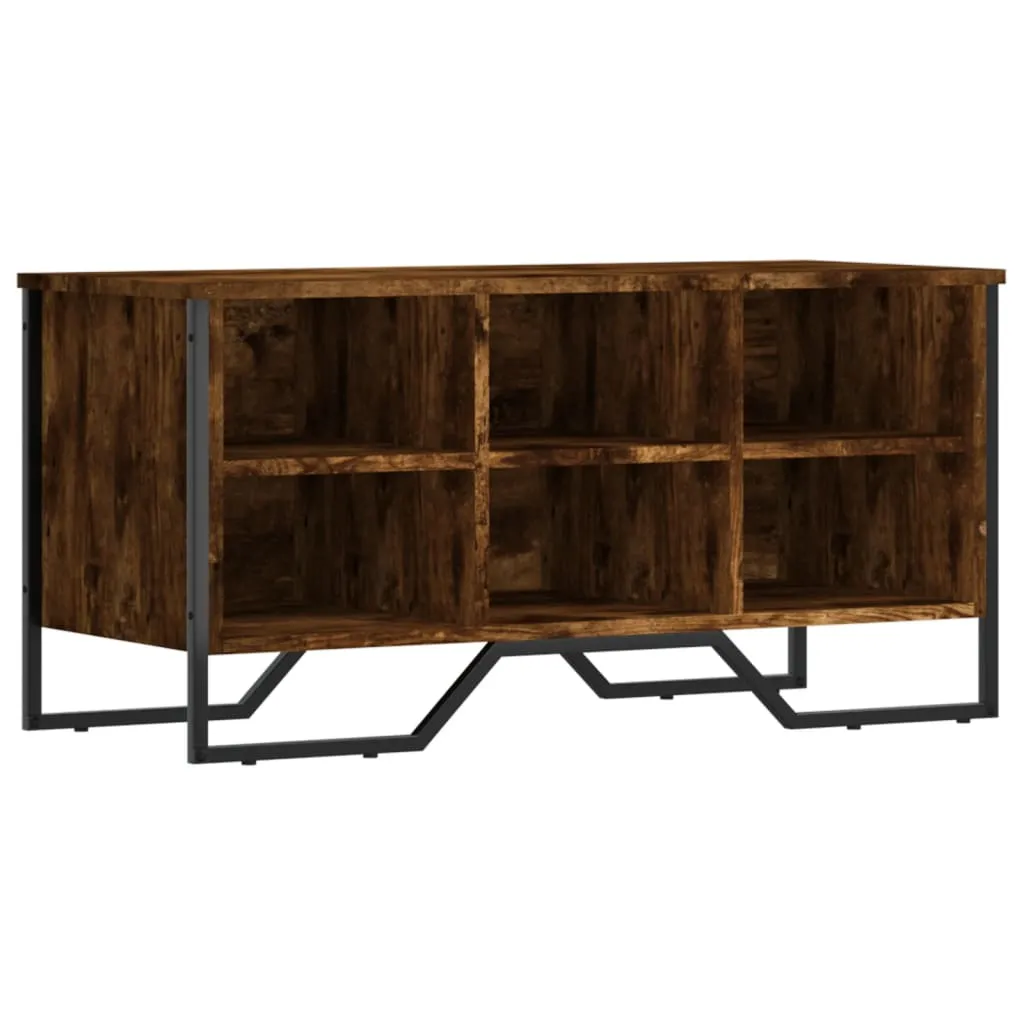 vidaXL Shoe Cabinet Smoked Oak 90x38x45.5 cm Engineered Wood