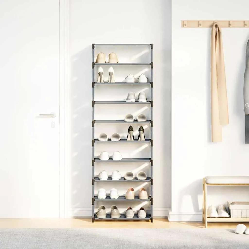 vidaXL Shoe Rack 10-Tier Grey 54x28x158 cm Non-woven Fabric