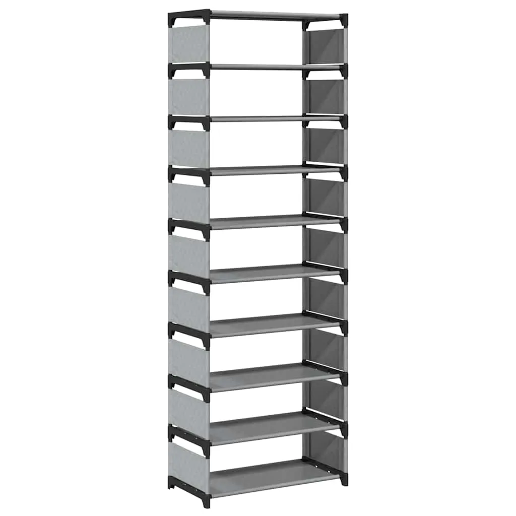 vidaXL Shoe Rack 10-Tier Grey 54x28x158 cm Non-woven Fabric
