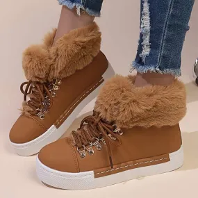 Women's Flat Lace-Up Insulated Chunky Sole Martin Boots 30436899C