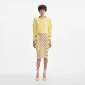 Yellow Cut Out Lace Detail Jumper